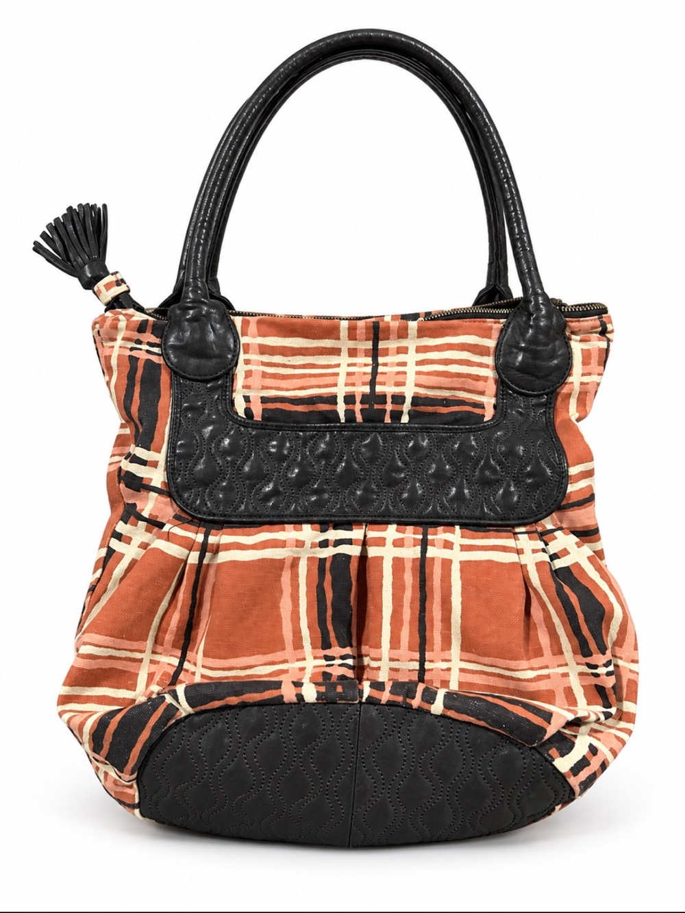 Lucky Brand Rust and Black Plaid Shoulder Bag Y2K boho bag